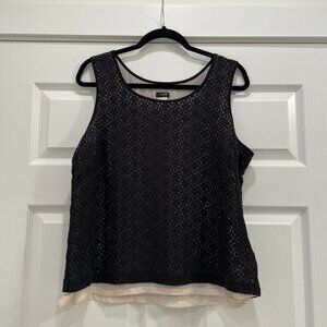 Women's J. Crew Layered Black Lace Sleeveless Blouse 14